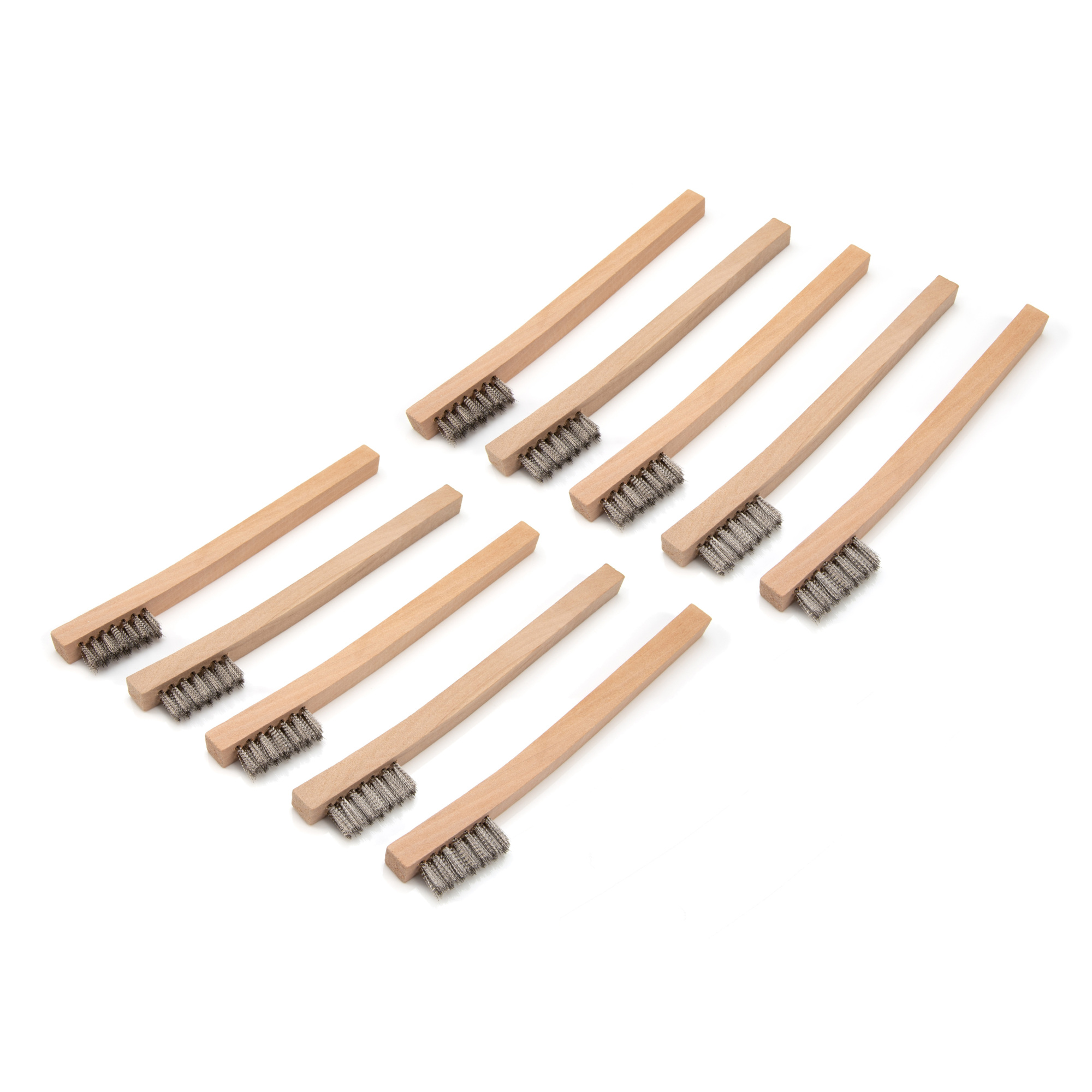 STEELMAN Stainless Steel 1200 Bristle Count Wire Brush with Wood Handle, 10-Pack, Model# 42563